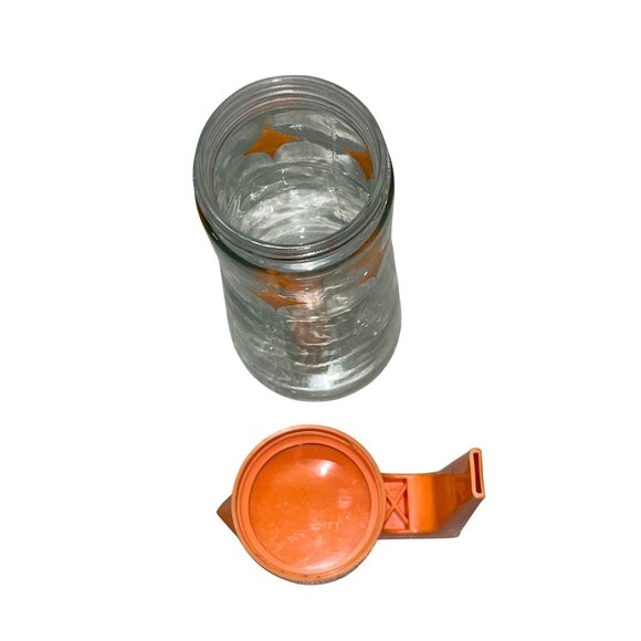 Vintage Anchor Hocking Juice Pitcher 1 Qt MCM Atomic Starburst Orange Lid Used - Picture 5 of 14